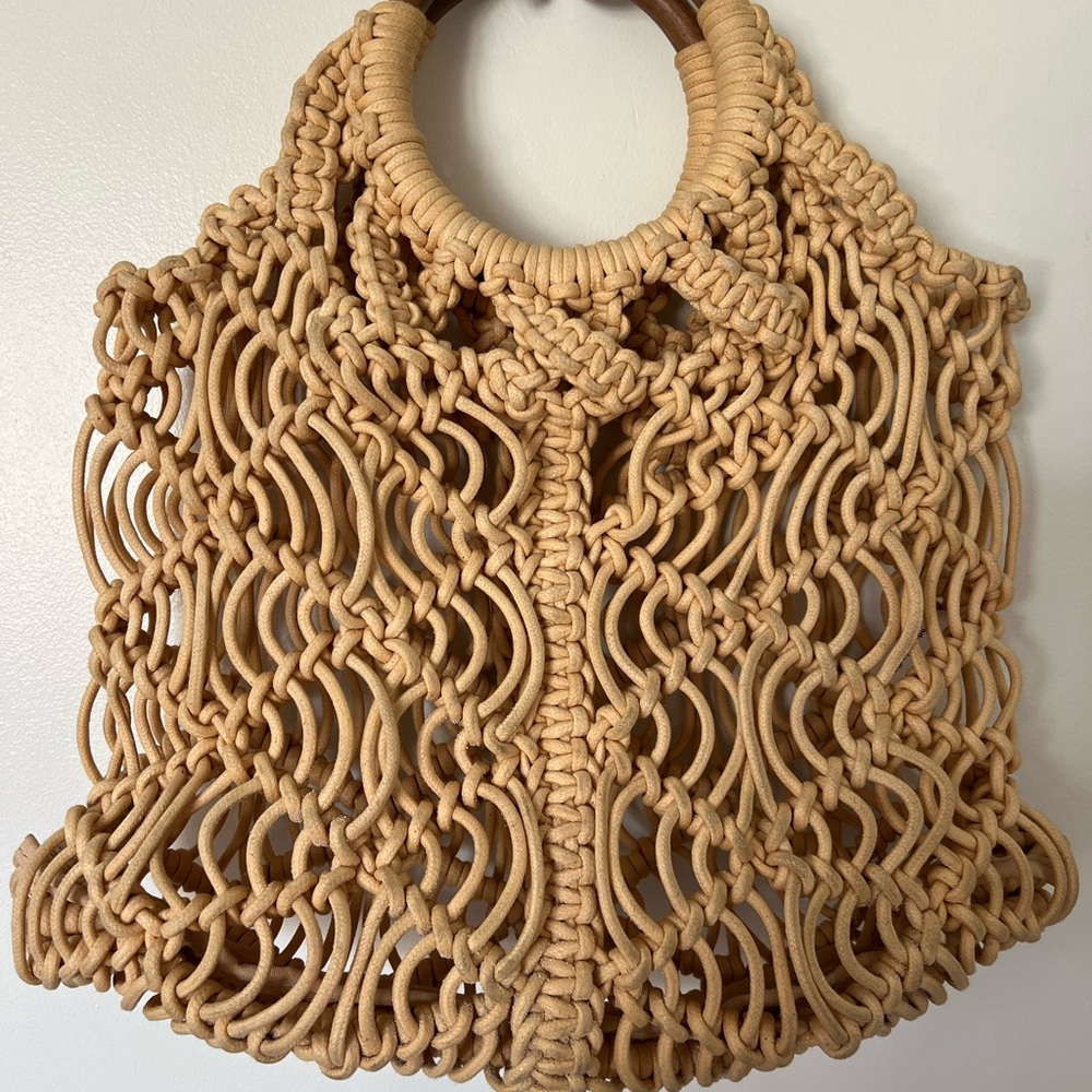 Handcrafted Tan Macramé Bag